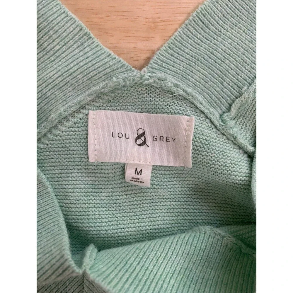 Lou & Grey Women's Size Medium Mint V Neck Knit Pullover Sweater